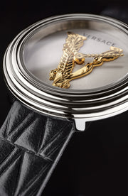  Shop Authentic Versace Virtus Quartz White Dial Black Leather Strap Watch For Women - VET300421 - Luxxuri