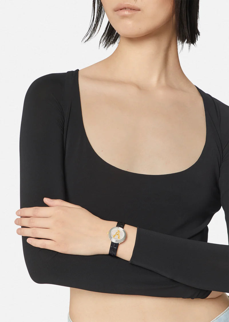  Shop Authentic Versace Virtus Quartz White Dial Black Leather Strap Watch For Women - VET300421 - Luxxuri