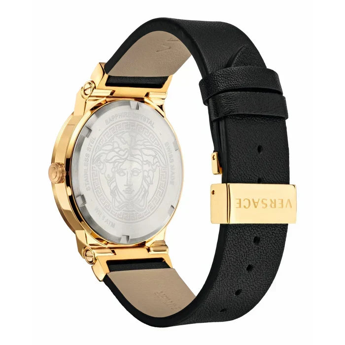  Shop Authentic Versace Greca Black Dial Black Leather Strap Watch for Men - VEVI00220 - Luxxuri