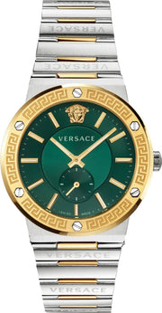 Shop Authentic Versace Hellenyium Quartz Green Dial Silver Steel Strap Watch For Men - VEVK00420 - Luxxuri