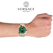  Shop Authentic Versace Hellenyium Quartz Green Dial Two Tone Steel Strap Watch For Men - VEVI00620 - Luxxuri