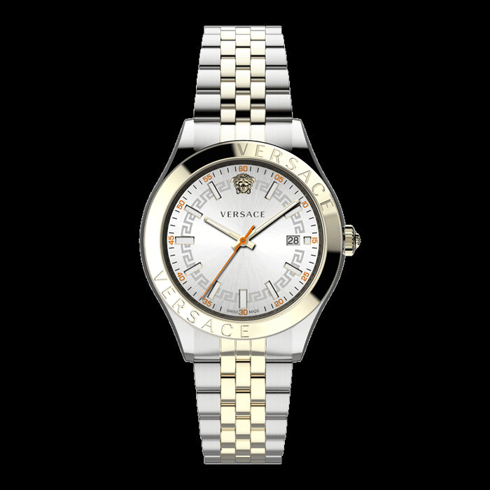  Shop Authentic Versace Hellenyium Quartz Silver Dial Two Tone Steel Strap Watch For Men - VEVK01121 - Luxxuri