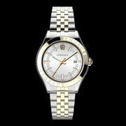  Shop Authentic Versace Hellenyium Quartz Silver Dial Two Tone Steel Strap Watch For Men - VEVK01121 - Luxxuri
