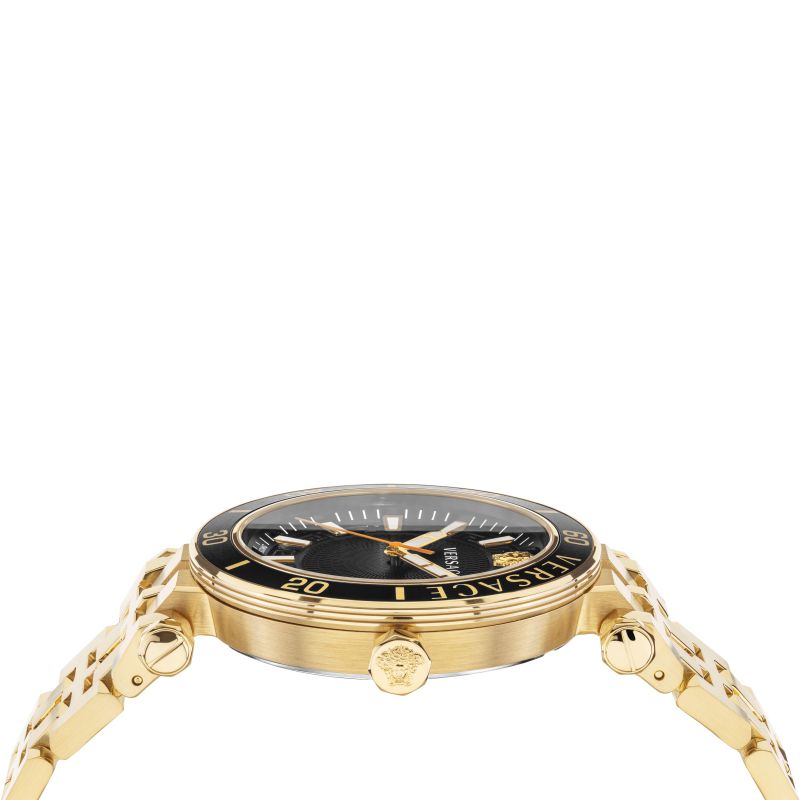  Shop Authentic Versace Greca Sport Quartz Black Dial Gold Steel Strap Watch for Men - VEZ300721 - Luxxuri