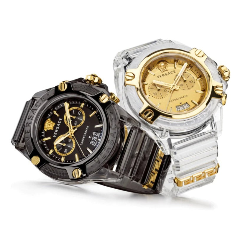  Shop Authentic Versace Icon Active Chronograph Black Dial Black Steel Strap Watch for Men - VEZ700421 - Luxxuri