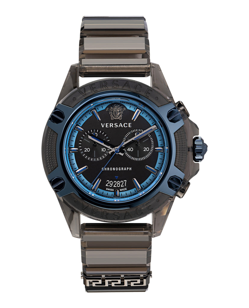  Shop Authentic Versace Icon Active Chronograph Quartz Black Dial Black Steel Strap Watch For Men - VEZ701022 - Luxxuri