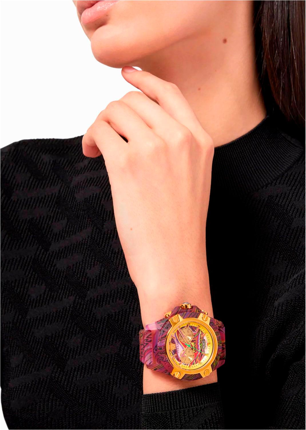  Shop Authentic Versace Icon Active Chronograph Quartz Gold Dial Red Leather Strap Watch For Men - VEZ701222 - Luxxuri
