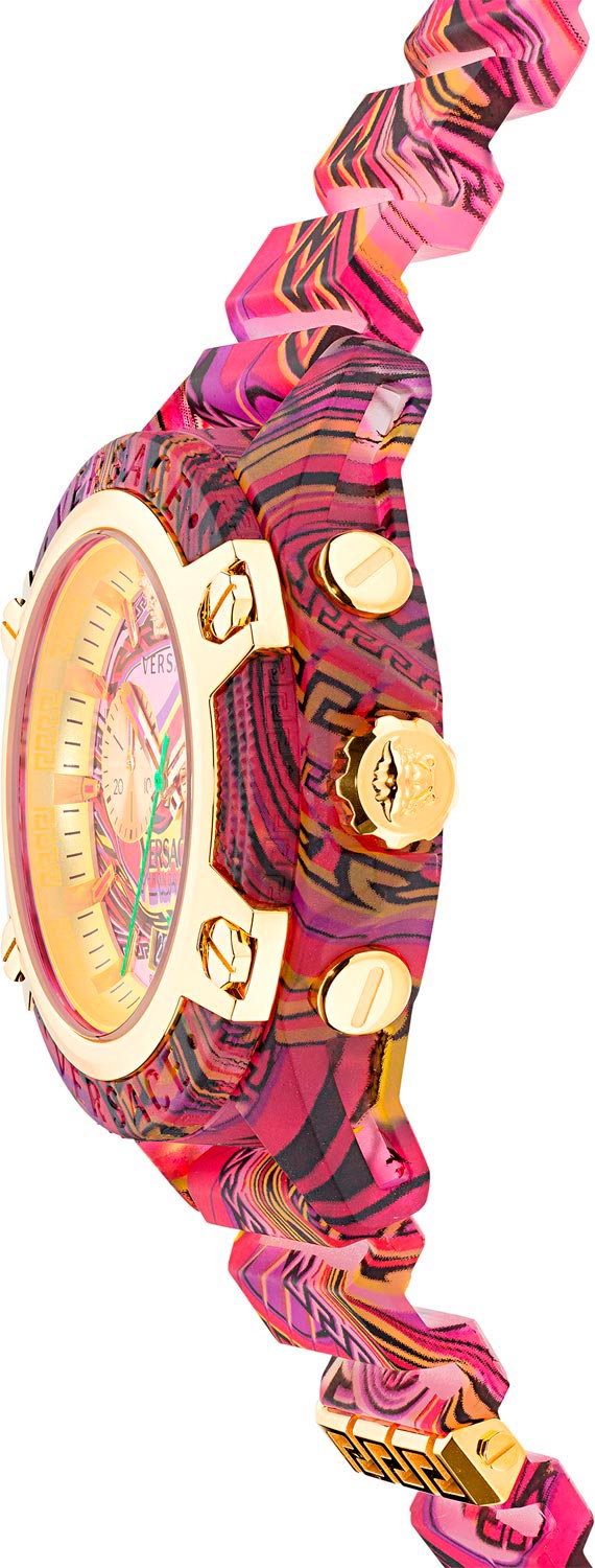  Shop Authentic Versace Icon Active Chronograph Quartz Gold Dial Red Leather Strap Watch For Men - VEZ701222 - Luxxuri