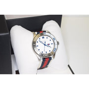  Shop Authentic Gucci G Timeless Quartz White Dial Two Tone Nylon Strap Watch for Men - YA126239 - Luxxuri