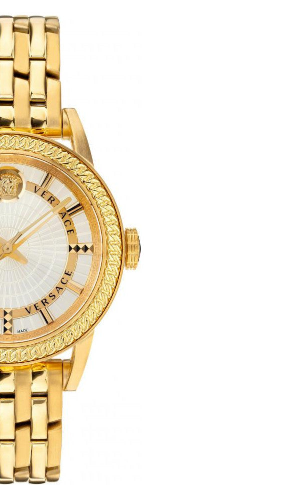  Shop Authentic Versace Code Quartz Silver Dial Gold Steel Strap Watch For Men - VEPO00420 - Luxxuri