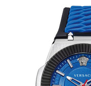  Shop Authentic Versace Chain Reaction Quartz Blue Dial Blue & Black Leather Strap Watch for Men - VEDY00119 - Luxxuri