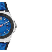  Shop Authentic Versace Chain Reaction Quartz Blue Dial Blue & Black Leather Strap Watch for Men - VEDY00119 - Luxxuri