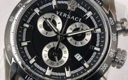  Shop Authentic Versace V Ray Chronograph Quartz Black Dial Black Leather Strap Watch For Men - VE2I00121 - Luxxuri