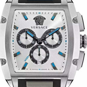  Shop Authentic Versace Dominus Chronograph Silver Dial Black Rubber Strap Watch For Men - VE6H00123 - Luxxuri