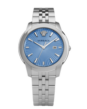  Shop Authentic Versace V-Urban Light Blue Dial Silver Steel Strap Watch for Men - VELQ00419 - Luxxuri