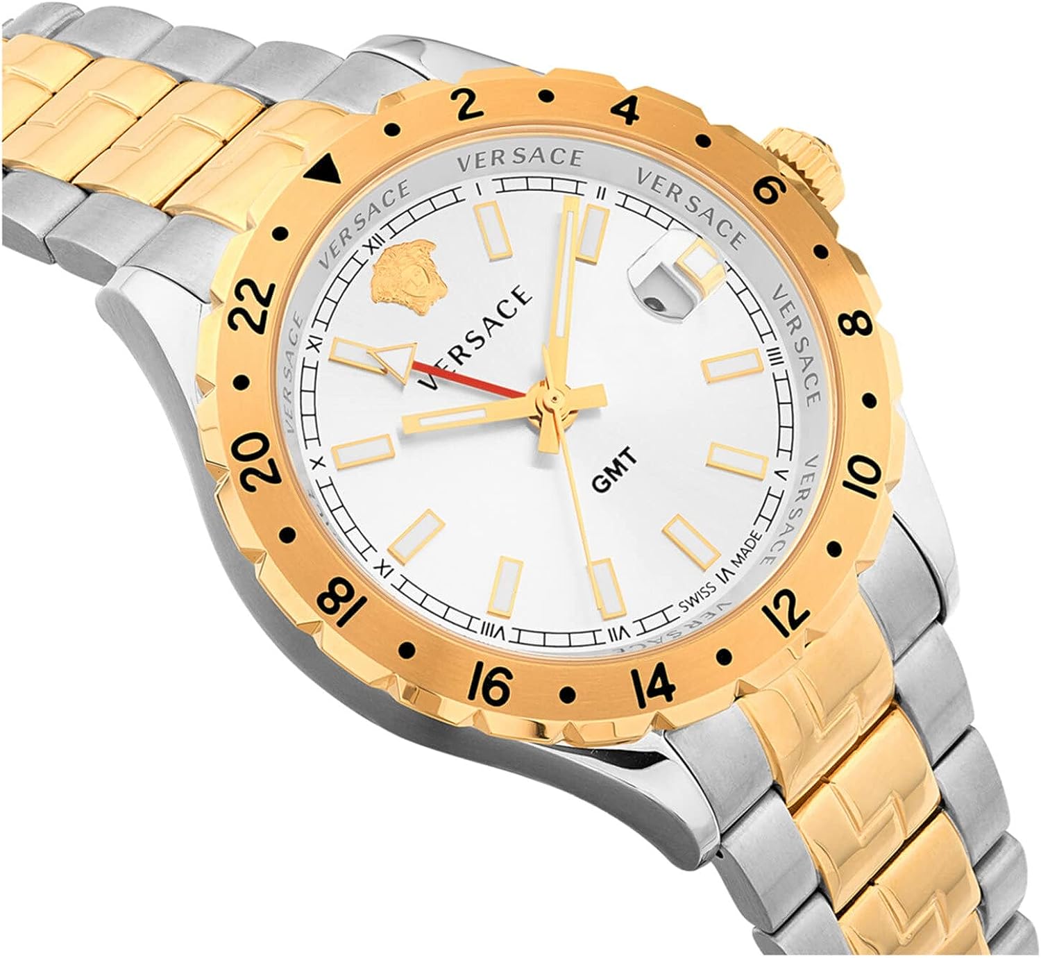  Shop Authentic Versace Hellenyium GMT Silver Dial Two Tone Steel Strap Watch for Men - V11030015 - Luxxuri