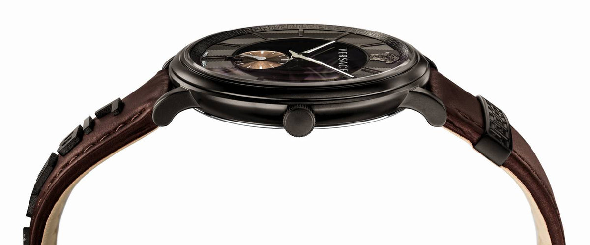  Shop Authentic Versace V-Circle Manifesto Black Dial Maroon Leather Strap Watch for Men - VBQ040017 - Luxxuri