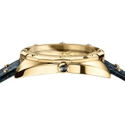  Shop Authentic Versace Shadov Quartz Gold Dial Black Leather Strap Watch for Women - VEBM01118 - Luxxuri