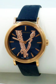  Shop Authentic Versace Virtus Quartz Blue Dial Blue Leather Strap Watch for Women - VEHC00419 - Luxxuri