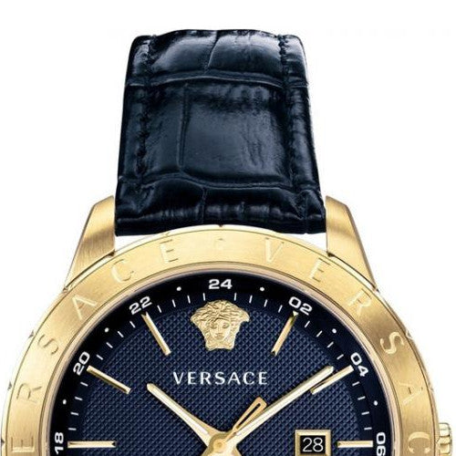  Shop Authentic Versace Univers Navy Blue Dial Navy Blue Leather Strap Watch for Men - VEBK00318 - Luxxuri