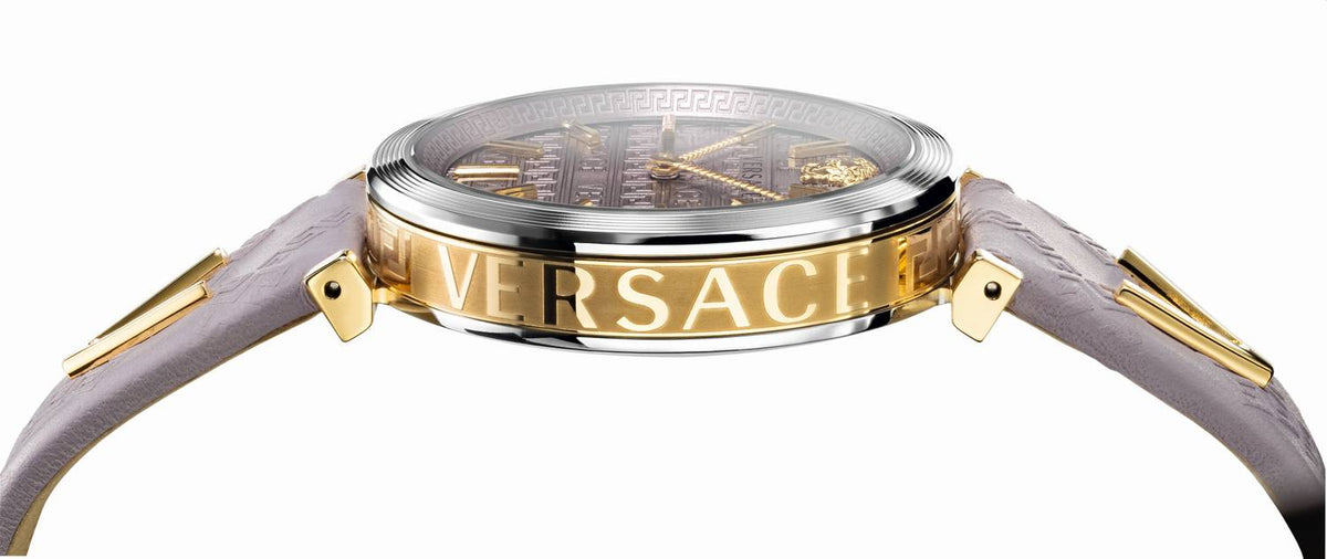  Shop Authentic Versace V-Twist Quartz Purple Dial Purple Leather Strap Watch for Women - VELS00219 - Luxxuri