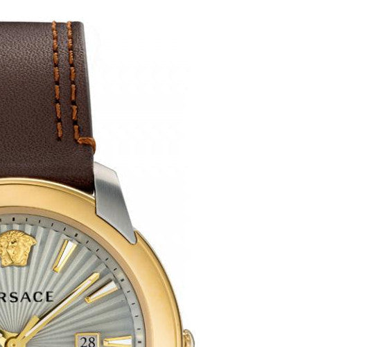  Shop Authentic Versace V-Urban Quartz Grey Dial Brown Leather Strap Watch for Men - VELQ00219 - Luxxuri