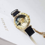  Shop Authentic Versace Palazzo Empire Greca Black Dial Black Leather Strap Watch for Women - VEDV00119 - Luxxuri