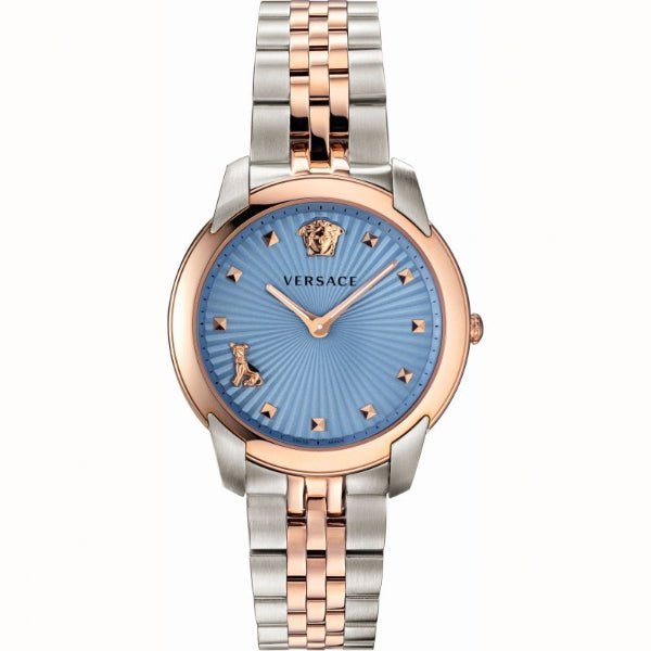  Shop Authentic Versace Audrey Quartz Blue Dial Two Tone Steel Strap Watch for Women - VELR00619 - Luxxuri