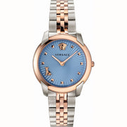  Shop Authentic Versace Audrey Quartz Blue Dial Two Tone Steel Strap Watch for Women - VELR00619 - Luxxuri