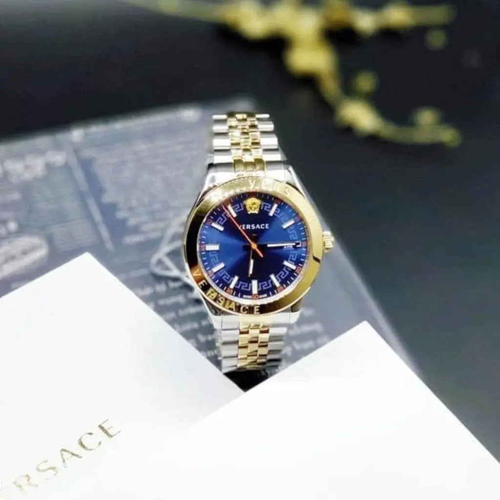  Shop Authentic Versace Hellenyium Quartz Blue Dial Two Tone Steel Strap Watch For Men - VEVK00520 - Luxxuri