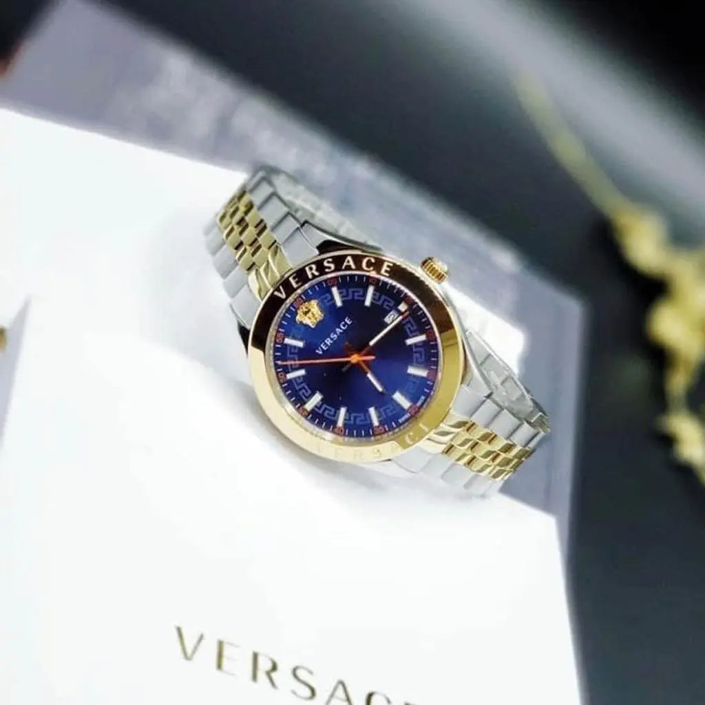  Shop Authentic Versace Hellenyium Quartz Blue Dial Two Tone Steel Strap Watch for Men - VEVK00520 - Luxxuri