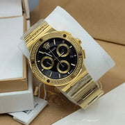  Shop Authentic Versace Greca Chronograph Black Dial Gold Steel Strap Watch For Men - VEZ900421 - Luxxuri