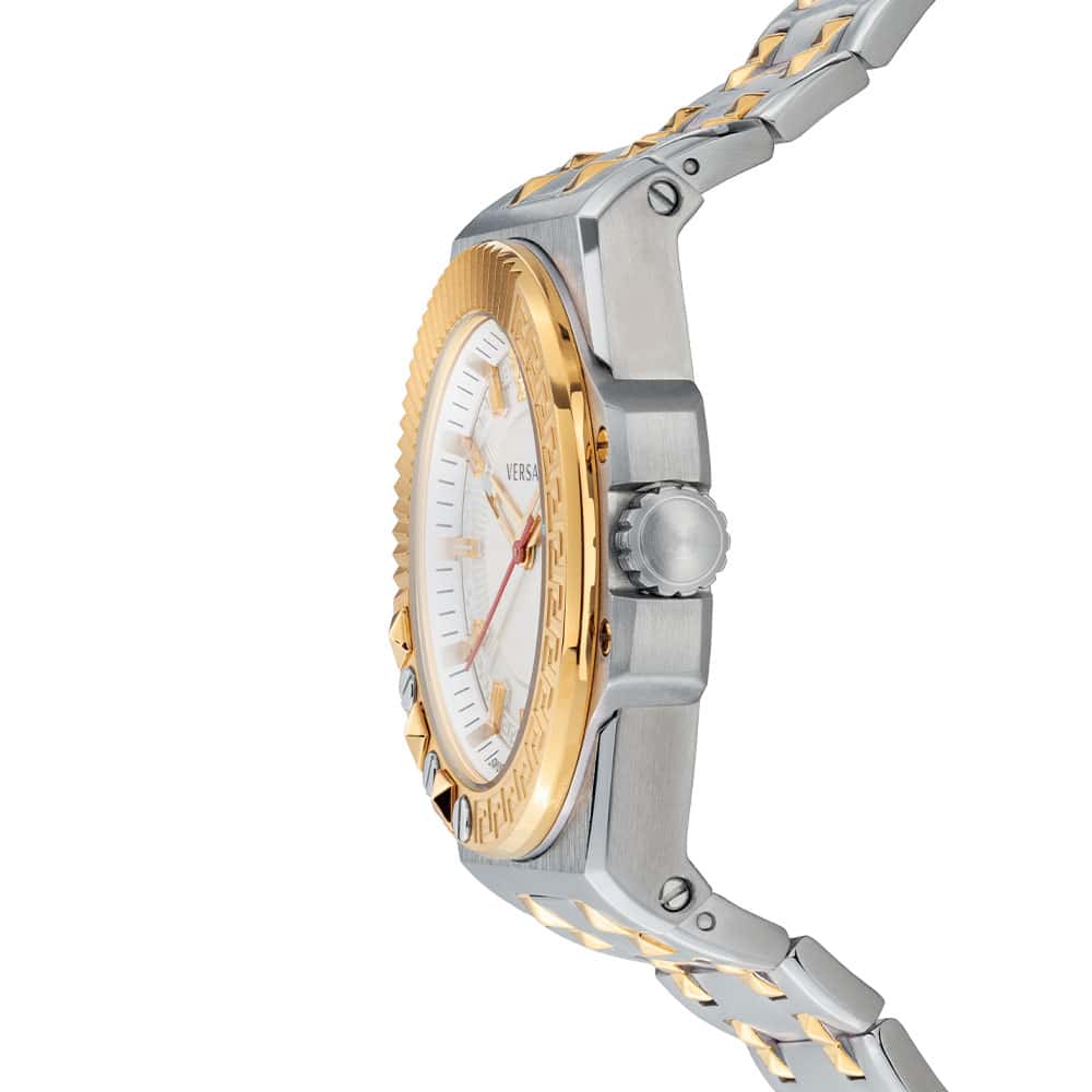  Shop Authentic Versace Chain Reaction Quartz White Dial Two Tone Steel Strap Watch for Men - VEDY00519 - Luxxuri