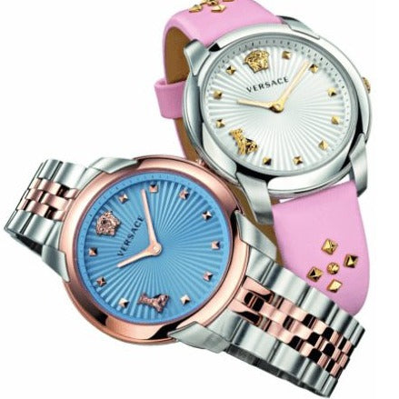  Shop Authentic Versace Audrey Quartz Blue Dial Two Tone Steel Strap Watch for Women - VELR00619 - Luxxuri