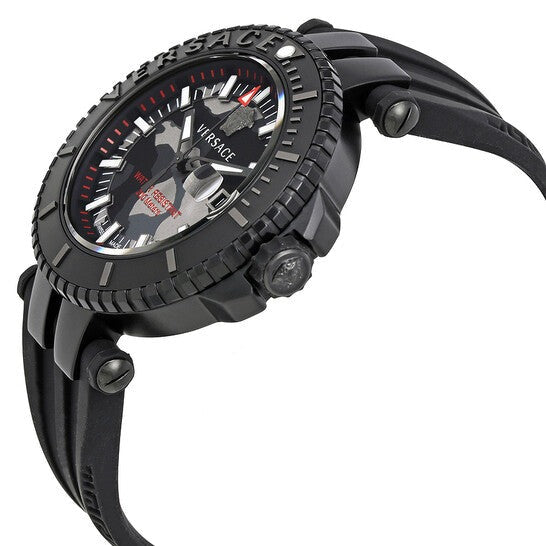  Shop Authentic Versace V-Race Diver Black Dial Black Rubber Strap Watch for Men - VAB050016 - Luxxuri