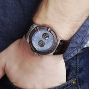  Shop Authentic Guess Rigor Analogue Quartz Blue Dial Brown Leather Strap Watch For Men - W0040G10 - Luxxuri