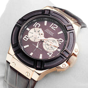  Shop Authentic Guess Rigor Analog Brown Dial Brown Leather Strap Watch For Men - W0040G3 - Luxxuri