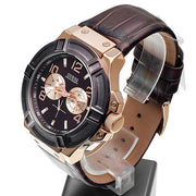 Shop Authentic Guess Rigor Analog Brown Dial Brown Leather Strap Watch For Men - W0040G3 - Luxxuri