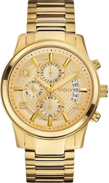  Shop Authentic Guess Analog Chronograph Gold Dial Gold Steel Strap Watch for Men - W0075G5 - Luxxuri