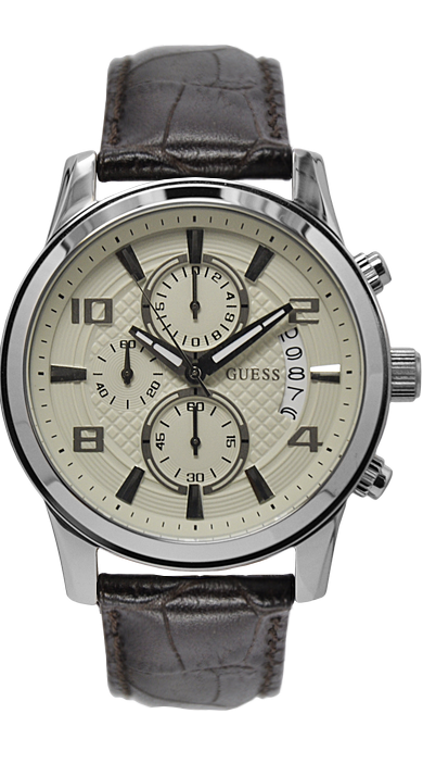  Shop Authentic Guess Exec Chronograph White Dial Brown Leather Strap Watch For Men - W0076G2 - Luxxuri