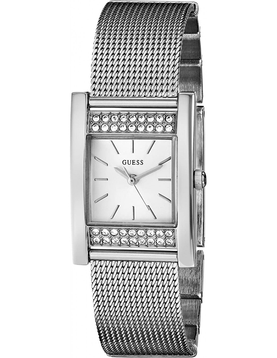  Shop Authentic Guess Nouveau Diamonds Silver Dial Silver Mesh Bracelet Watch for Women - W0127L1 - Luxxuri