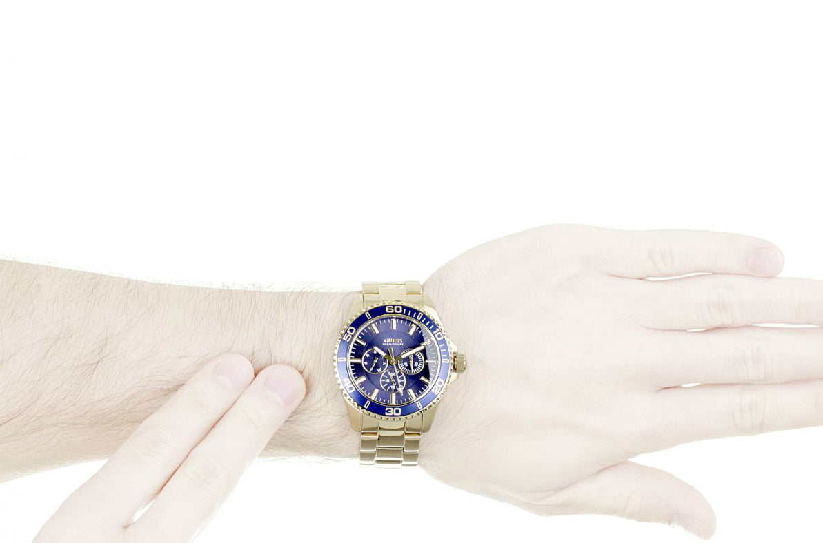  Shop Authentic Guess Chaser Multifunction Blue Dial Gold Steel Strap Watch for Men - W0172G5 - Luxxuri