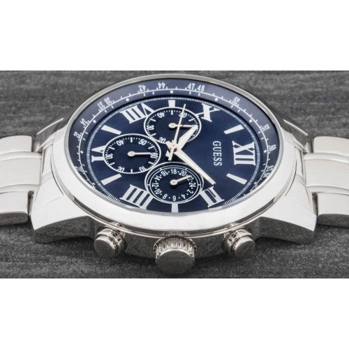  Shop Authentic Guess Horizon Chronograph Quartz Blue Dial Silver Steel Strap Watch for Men - W0379G3 - Luxxuri
