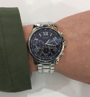  Shop Authentic Guess Horizon Chronograph Quartz Blue Dial Silver Steel Strap Watch for Men - W0379G3 - Luxxuri