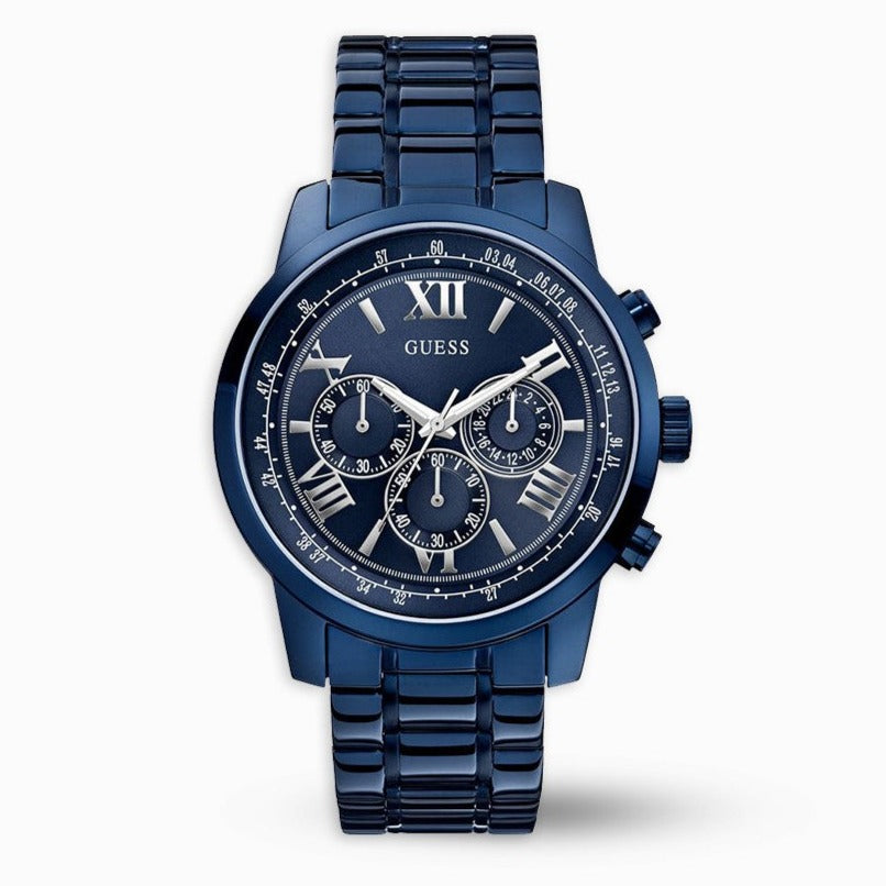 Shop Authentic Guess Horizon Chronograph Black Dial Blue Steel Strap Watch For Men - W0379G5 - Luxxuri