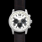  Shop Authentic Guess Chronograph Quartz White Dial Brown Leather Strap Watch For Men - W0380G1 - Luxxuri