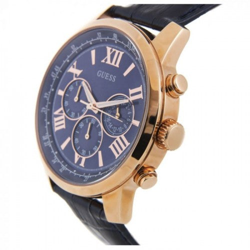 Shop Authentic Guess Horizon Chronograph Blue Dial Blue Leather Strap Watch For Men - W0380G5 - Luxxuri