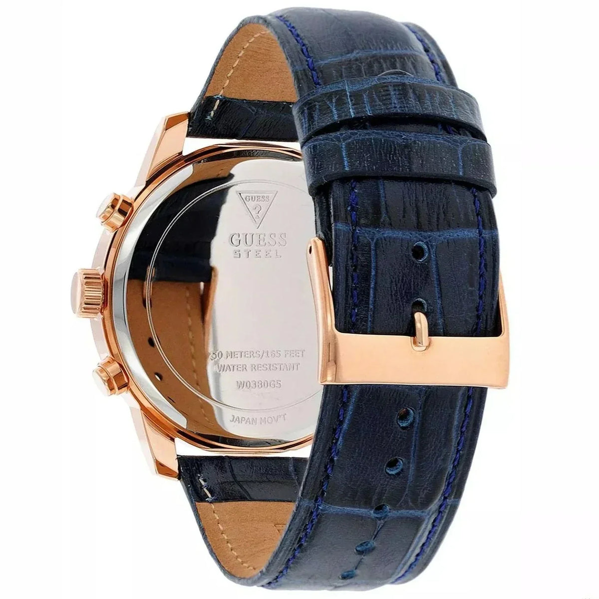  Shop Authentic Guess Horizon Chronograph Blue Dial Blue Leather Strap Watch For Men - W0380G5 - Luxxuri