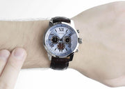  Shop Authentic Guess Horizon Chronograph Analog Blue Dial Brown Leather Strap Watch For Men - W0380G6 - Luxxuri