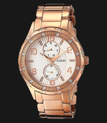  Shop Authentic Guess Siren Diamonds White Dial Rose Gold Steel Strap Watch for Women - W0442L3 - Luxxuri